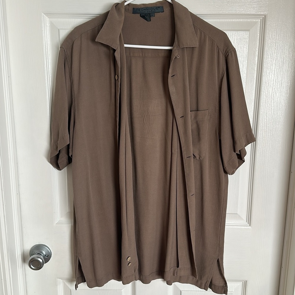 Brown Short Sleeve Camp Shirt